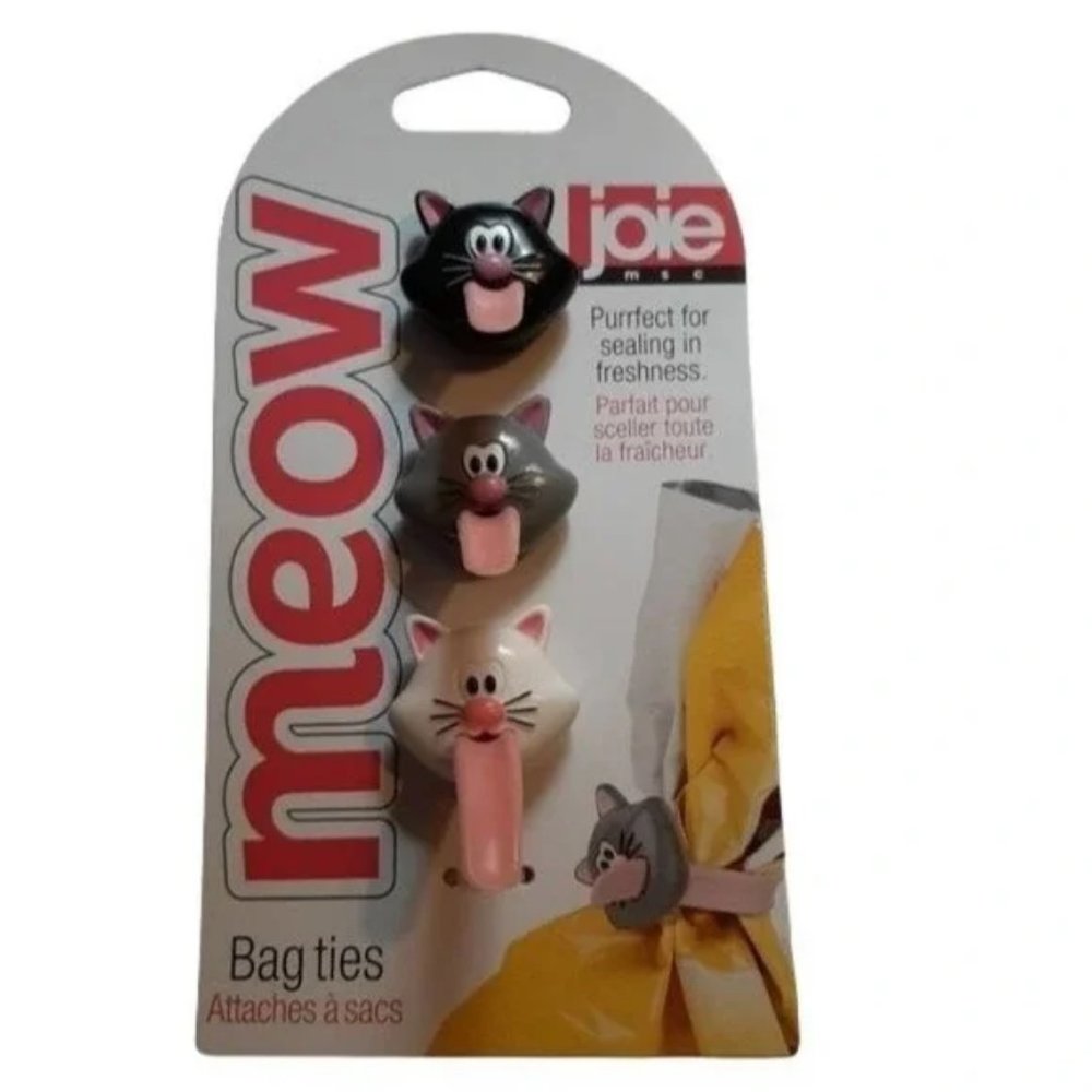 New Kitty Cat Meow Joie Bag Ties Purrfect for Chips Cables Napkins Flowers